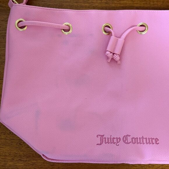 NWT Juicy Couture Pink Tote Bucket Bag Shoulder & Crossbody with Removable Strap - Picture 11 of 11